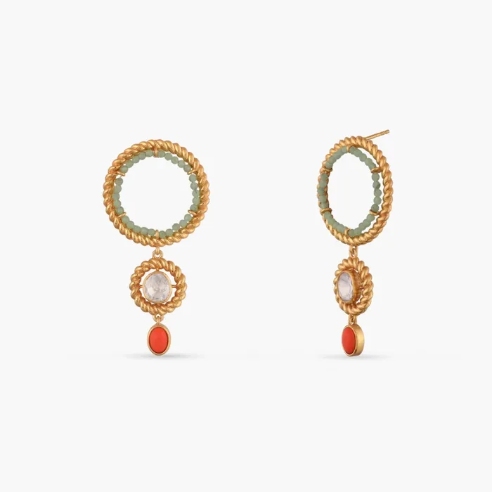 SILVER Earrings Oceanic weavers Dual ring Silver Drop Earrings
