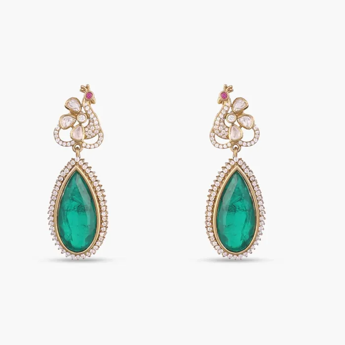 SILVER Earrings Ruhaan Moissanite and Gemstone Silver Drop Earrings
