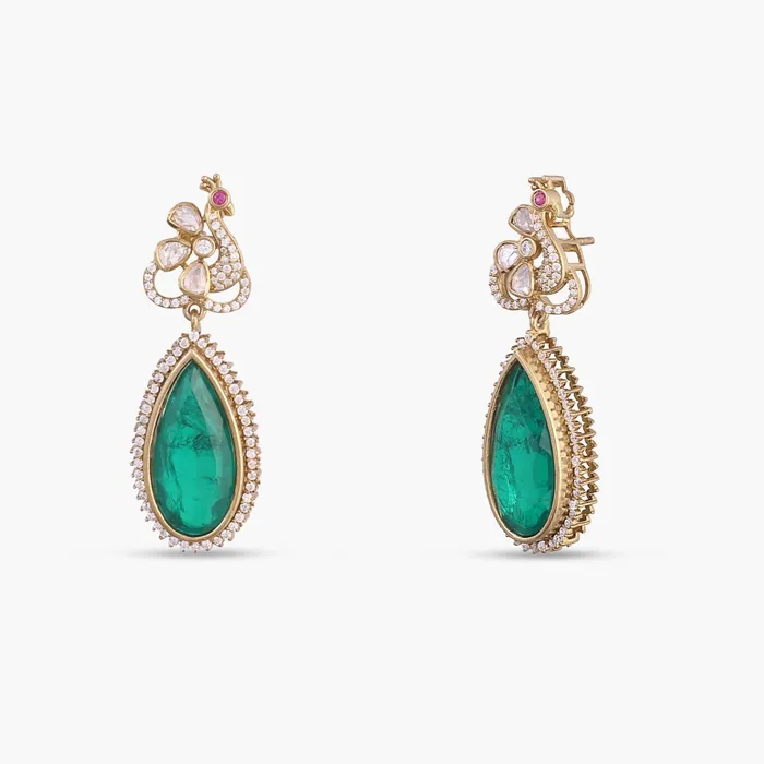 SILVER Earrings Ruhaan Moissanite and Gemstone Silver Drop Earrings