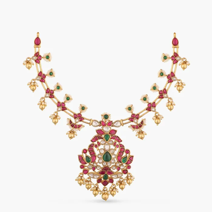 SILVER Ful Kempu Jadau Hasli Silver Necklace Necklaces
