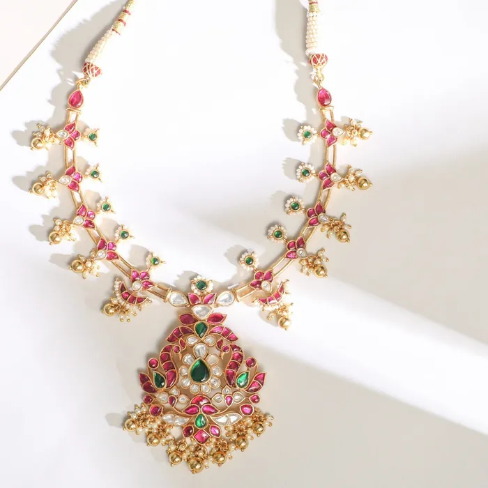 SILVER Ful Kempu Jadau Hasli Silver Necklace Necklaces
