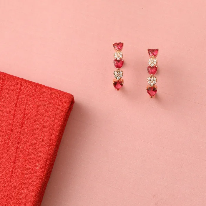 SILVER Heart CZ Silver Hoop Earrings Earrings