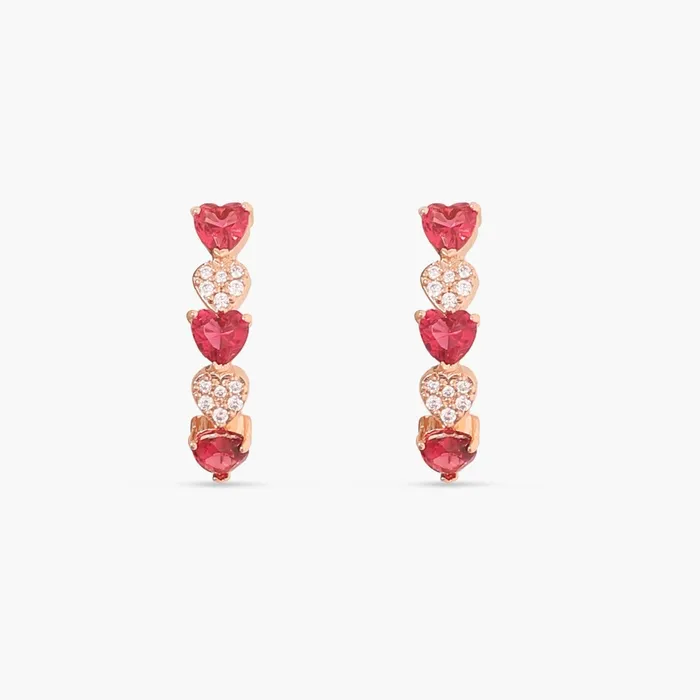 SILVER Heart CZ Silver Hoop Earrings Earrings