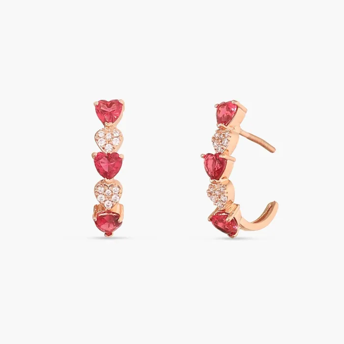 SILVER Heart CZ Silver Hoop Earrings Earrings