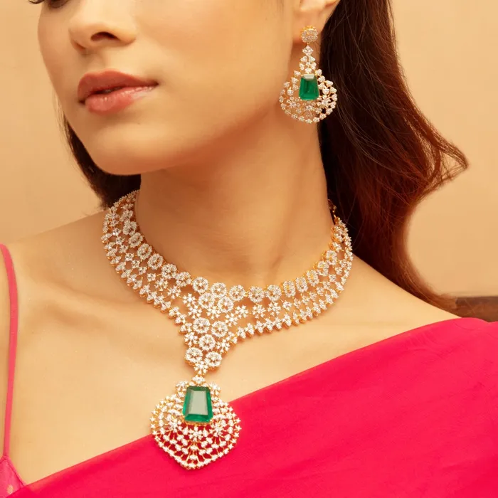 SILVER Necklaces Blooming CZ Grand Silver Necklace