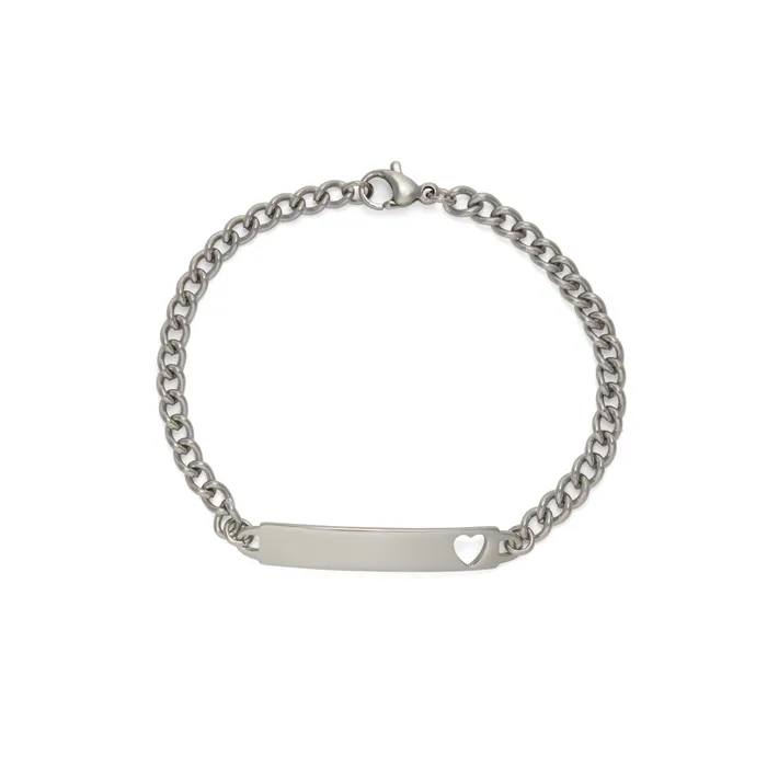 Speidel Bracelets Childrens ID Bracelet with Heart Shaped Cut Out