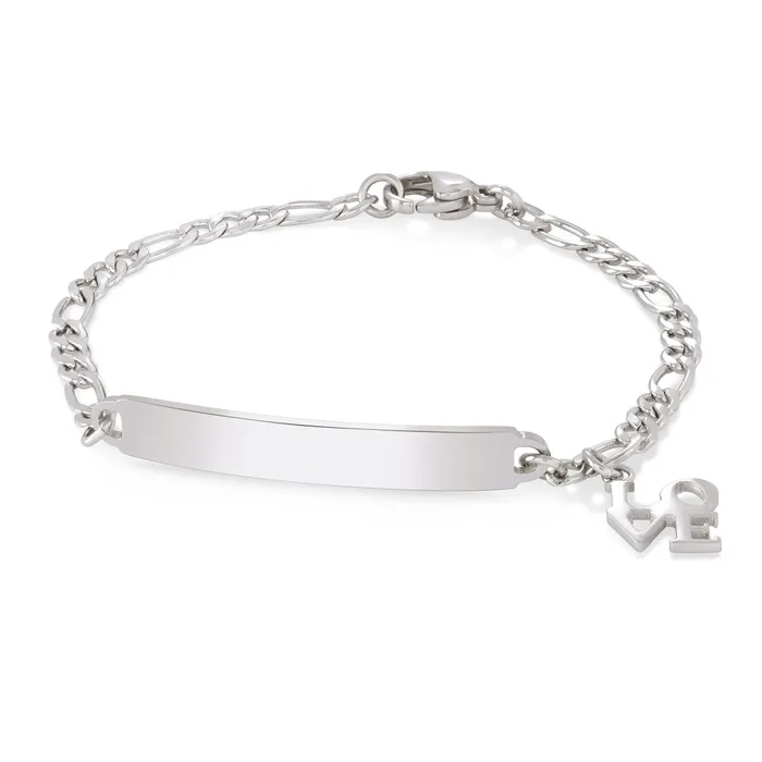 Speidel My First ID Bracelet with Plaque and LOVE Charm Silver Gold Tone Bracelets
