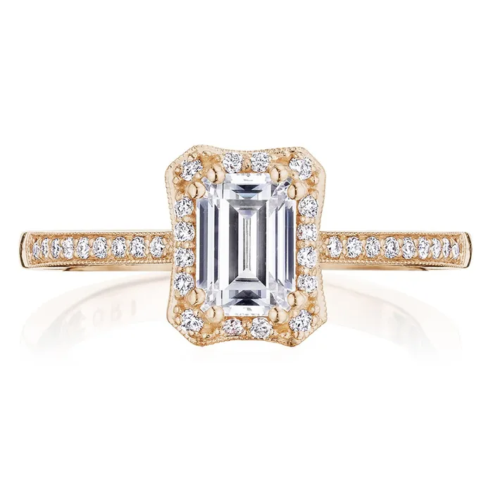 Tacori 14k Rose Gold Coastal Crescent Collection Classic Engagement Ring Setting 024CTW International Diamond Center Rings