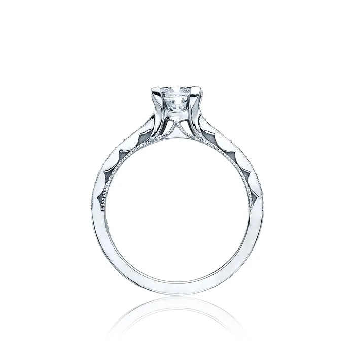 Tacori 18k White Gold Sculpted Crescent Princess Diamond Engagement Ring Setting 01 CTW International Diamond Center Rings Tacori 18k White Gold Sculpted Crescent Princess Diamond Engagement Ring Setting 01 CTW International Diamond Center Rings