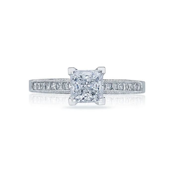 Tacori 18k White Gold Simply Tacori Princess Diamond Engagement Ring Setting 032 CTW International Diamond Center Rings Tacori 18k White Gold Simply Tacori Princess Diamond Engagement Ring Setting 032 CTW International Diamond Center Rings