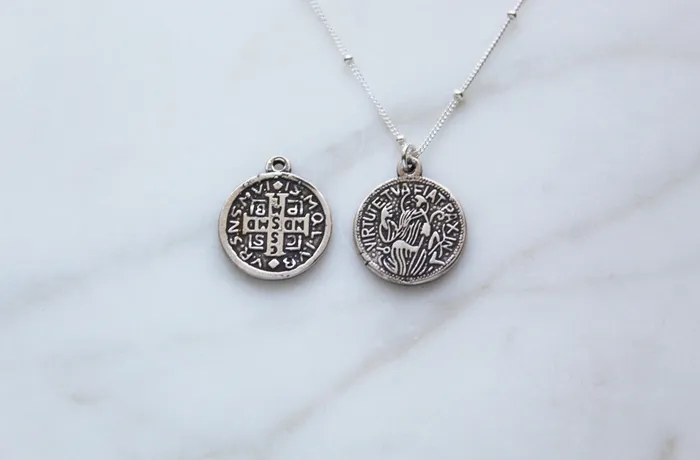 The Little Catholic Earrings Let peace be your strength silver