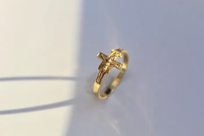 The Little Catholic Rings San Damiano Ring in Gold Vermeil