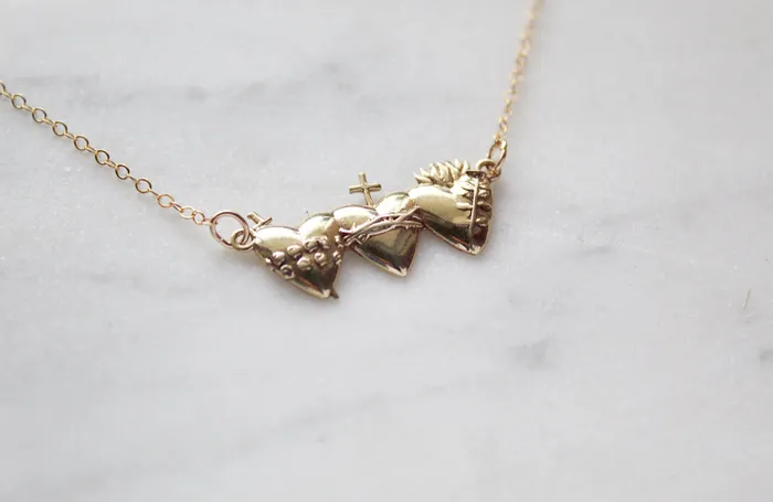 TheLittleCatholic Necklaces Holy Family Hearts Necklace