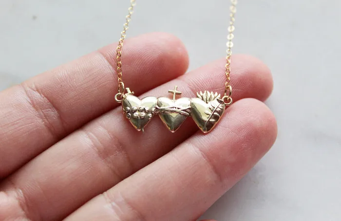TheLittleCatholic Necklaces Holy Family Hearts Necklace