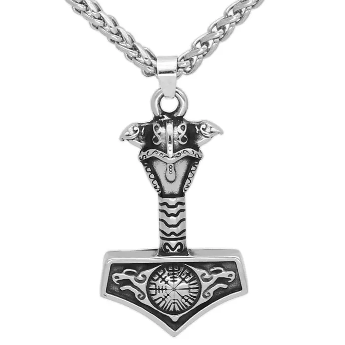 Thor Hammer Necklace Vegvisir Ravens Valhalla Vikings Necklaces