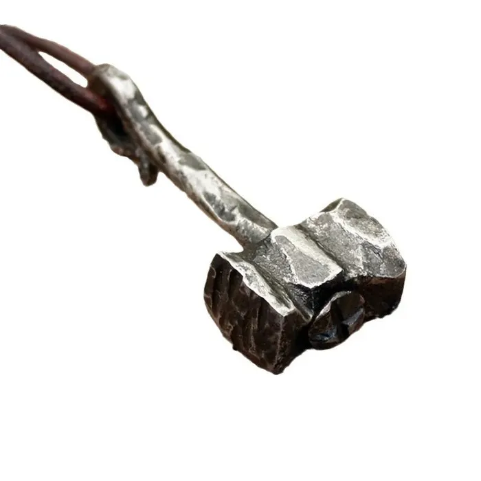 Thors Hammer Necklace on Rustic Cord Valhalla Vikings Necklaces