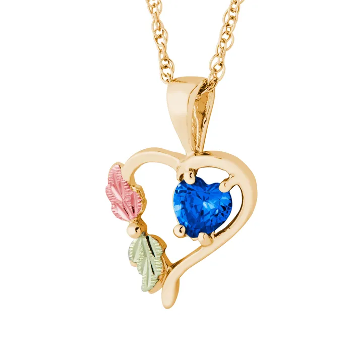 TR Jewelry Concepts Landstroms Black Hills Gold September Heart Birthstone Pendant Necklaces TR Jewelry Concepts Landstroms Black Hills Gold September Heart Birthstone Pendant Necklaces
