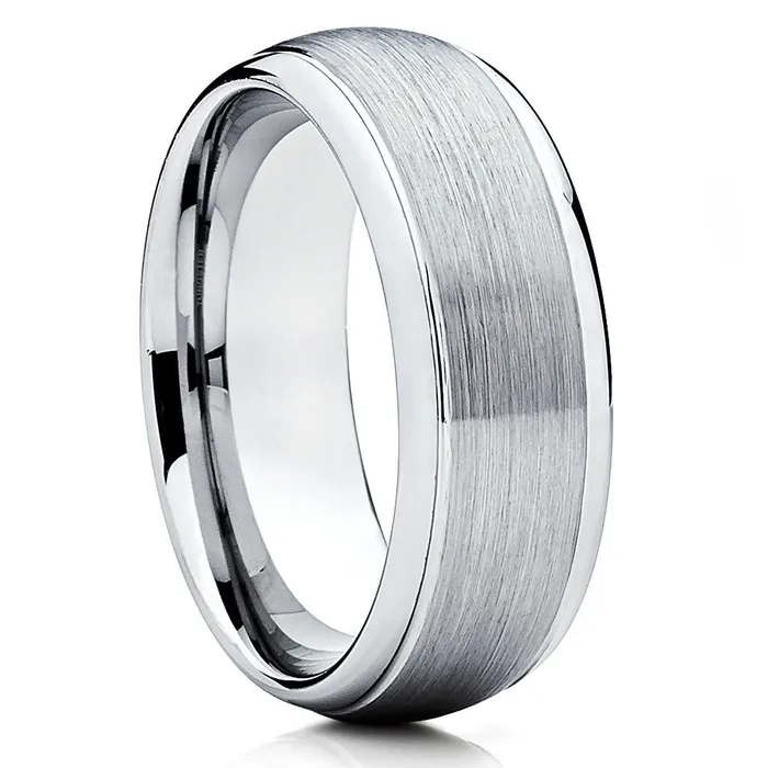 Tungsten Wedding Band Silver Tungsten Ring Dome Tungsten Ring Wedding Ring Clean Casting Jewelry Rings