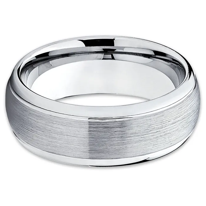 Tungsten Wedding Band Silver Tungsten Ring Dome Tungsten Ring Wedding Ring Clean Casting Jewelry Rings