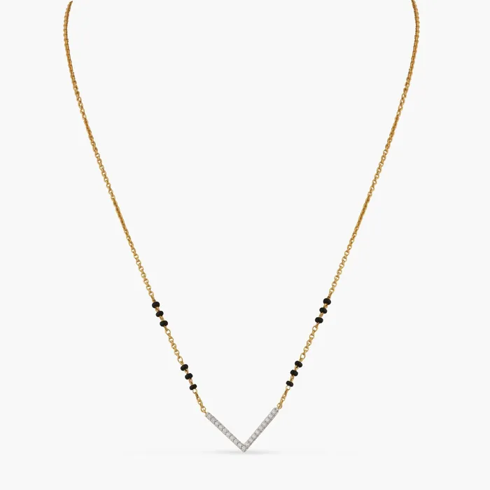 V Shape Elegant Charm CZ Silver Mangalsutra SILVER Charm Necklaces