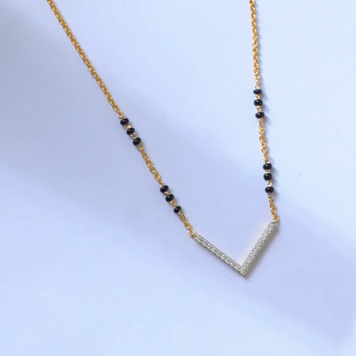 V Shape Elegant Charm CZ Silver Mangalsutra SILVER Charm Necklaces