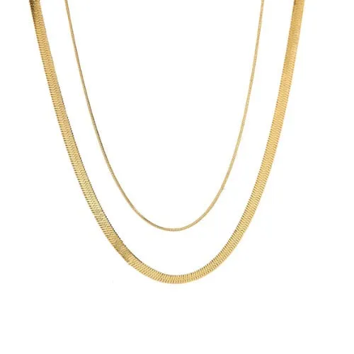 VibeSzn Necklaces Layered Stack Herringbone Necklace