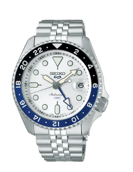 Watches Seiko Seiko 5 Sports Automatic GMT Watch with SilverWhite Dial