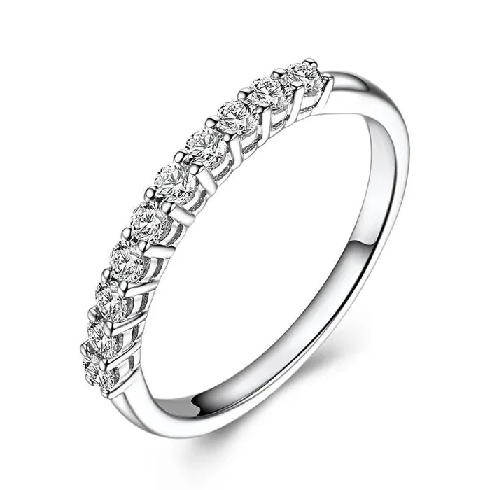White Gold Plated Silver Moissanite 10 Stone Anniversary Ring 03ct Luxus Moissanite Rings Jewelry Rings White Gold Plated Silver Moissanite 10 Stone Anniversary Ring 03ct Luxus Moissanite Rings Jewelry Rings
