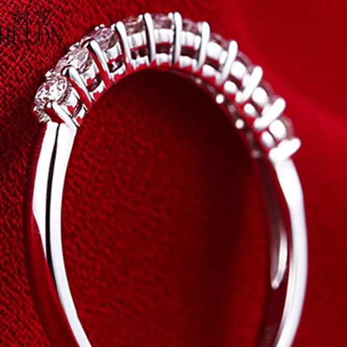 White Gold Plated Silver Moissanite 10 Stone Anniversary Ring 03ct Luxus Moissanite Rings Jewelry Rings