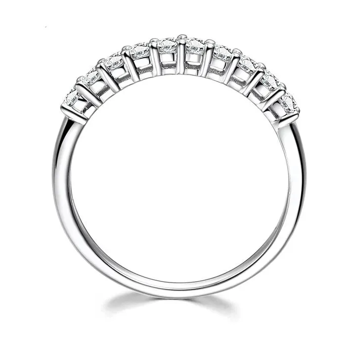 White Gold Plated Silver Moissanite 10 Stone Anniversary Ring 03ct Luxus Moissanite Rings Jewelry Rings